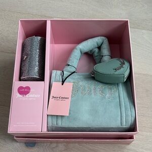 New Juicy Couture Mint Green velvet Handbag Set big spender 3 pc set cool blue
